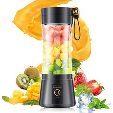 스무디 및 쉐이크용 휴대용 블렌더 - 여행용 BAP 사무실/피크닉/스포츠를 355ml(12온스) 스틸 블레이드 있는 블렌더 프리 것 갓 6개 짜낸 컵이 스테인리스 개인용 위해, Black