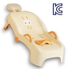 오브제 접이식 샴푸의자 KC인증 유아 누워서 샴푸 목욕 어린이 샴푸 머리감는 샴푸침대, 1개, 03.노란색 PVC쿠션(접이식/샴푸대야 제외)