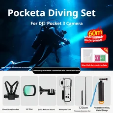 DJI OSMO Pocket 3 방수 케이스 45M 수중 다이빙 하우징 커버 셀카봉 플로트 로드 UV 체스트 스트랩 액세서, 01 dive case kit 9