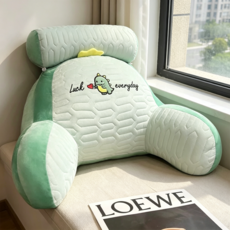 卡通恐龍造型靠墊 護腰靠枕 床頭沙發辦公室久坐必備 可拆洗, 冰乳膠-綠恐龍-中號