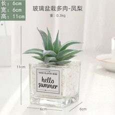 台灣熱賣ins風仿真多肉盆栽，仙人掌綠植客廳擺件，小盆栽裝飾品綠植假花桌面擺設，輕鬆打造清新居家風格, 鳳梨+ins小方玻, 1個