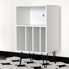 LP 수납장 원목 레코드판 카페 정리함 장식장 호두색 정리 대나무 턴테이블장 받침대 꽂이, 화이트 책상장