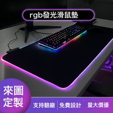 包邮现货发光键盘垫创意游戏渐变跑马灯桌垫RGB七彩光加厚鼠标垫, 1個, 300X250X3:如圖所示