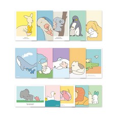 포포페이퍼 동물가족 엽서 15종 세트, 2세트, 혼합색상