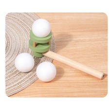 Fittest 木製吹球器 蒙特梭利吹氣球 懸浮球感統訓練玩具 吹球魔術, 綠, 1個