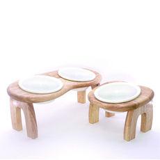 루나무 강아지 밥그릇 고양이 도자기 수반 세라믹 애견 식기 높이, 2구(도자기 2개 포함), 13cm, 1개