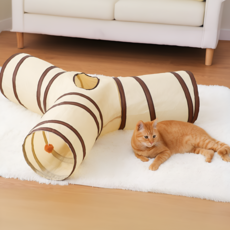 가온루트 대형 장난감 튼튼한 바스락 소리 고양이 터널 장난감, 샌드베이지, 1개