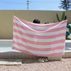 샌드풀 스트라이프 비치타올 특대형 비치타월 1800x1000, 1개, 코랄