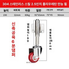 철문 바퀴 교체 부품 충격흡수 저소음 캐스터 대문 회전, 2 . 5인치 레드 폴리우레탄, 1개