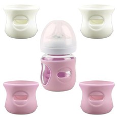 Avent 천연 유리 젖병용 실리콘 슬리브 4팩 파손 방지 젖병 홀더 젖병과 호환, 2Pink+2White, 4 Ounce