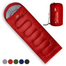 메디플릿 사계절용 머미형 경량 캠핑 침낭 + 수납가방, 1개, 액티브 레드 (1800g)