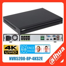 Dahua NVR4508-8P-4KS2E 8 채널 1U 2HDD 8PoE 4K 12MP H.265 AI 얼굴 네트워크 비디오 레코더 지원 onvif hikvision ip 카메라, NVR5208-8P-4KS2E, none, 1개