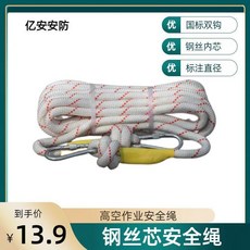 good 鋼絲芯安全繩酒店逃生繩應急救援繩求生繩繩子救援繩耐磨家用, 標準直徑16毫米鋼絲芯,10米 加送10mm雙鉤