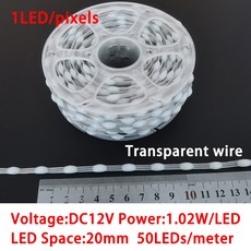 호환 12V 3PIN WS2811 LED 문자열 개별적으로 주소 지정이 가능한 씨앗 픽셀 조명 RGBIC DreamColor 파티, 10 20mm pitch clearwire, 03 100 Pixels, 1개