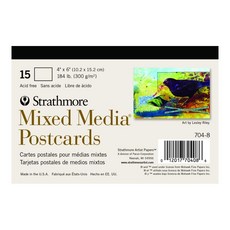 Strathmore Mixed Media 엽서 패드 10.2x15.2cm(4x6인치) 15장, 혼합 매체