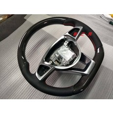 車之房 Mercedes Benz CLA W117 W205 碳纖維 平底方向盤 紅線 運動版, 1個