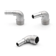 1/8 " -1 "BSPT 남성과 여성 바브 호스 팔꿈치 90도 304 스테인레스 스틸 파이프 피팅 커넥터6MM/8MM10MM15, 03 은, 04 8mm, 05 3/8인치