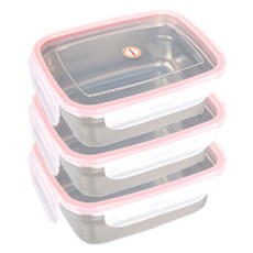 아이조움 포스코 304 27종 스테인레스 반찬통 스텐 김치통 스텐레스 사각 원형 밀폐용기세트, 3개, 스텐사각밀폐 550ml 3호