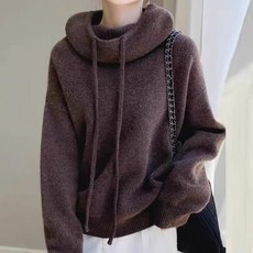 르엠마 오버핏 루즈핏 베이직 목폴라 니트 후드티