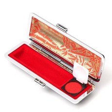 1+1 소중한 인감도장 파손방지 인주포함 인조가죽 은장 하드케이스 지갑, 레드+레드