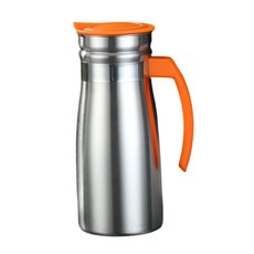 0.8L 보온 스테인리스 스틸 커피 카라페 음료 디스펜서 티포트 카페 및 호텔용 다기능 냉음료 피처, 손잡이가 있는 오렌지색, 8.5cm x 20.5cm x 7.5cm