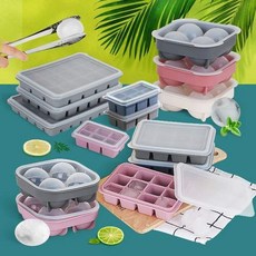 제이큐 얼음틀 실리콘 왕 트레이 아이스큐브 위스키 각얼음, 타원형 4구 그레이