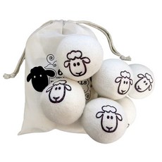 天然羊毛烘衣球：速乾、柔軟、防靜電，節能環保烘乾球, 1個, 羊毛烘衣球【烘衣球6個+棉袋1個】, 白色