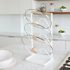 철제 3단 도마 냄비뚜껑 거치대, 화이트우드, 1개