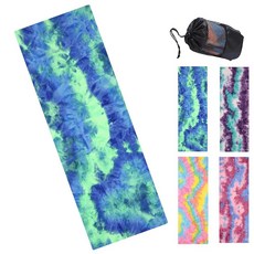 JUST DO 타이 다이 핫 요가 타월 미끄럼 방지 그립 도트 극세사 매트 땀 흡수 커버 요가 필라테스 및 운동용 182.9 x 63cm72 24인치 무료 휴대용 가, JUST DO 타이 다이 핫 요가 타월, 미끄럼 방지