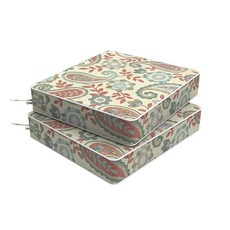 Melody Elephant 야외 의자 쿠션 2개 세트 50.8 x 10.2cm(20 20 4인치) 탈착식 커버가 있는 방수 파티오 시트 쿠션 고리버들 소파 가구용 전, 페이즐리 빈티지, 20"x18"x4"