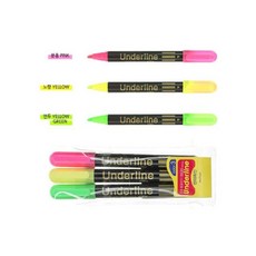 시험 자격증 공부 표시 오래가는 형광펜 3색 세트