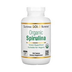 캘리포니아 골드 뉴트리션 스피루리나 500mg 720정 California Gold Nutrition Organic Spirulina 500mg 720 Tablets, 1개