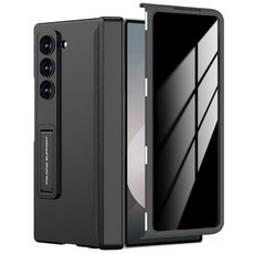 YQODSZ 삼성 갤럭시 Z 폴드 7 케이스 프라이버시 액정보호필름 Z Fold7 안티 스파이 슬림 케이스 킥스탠드 힌지 보호 풀 바디 긁힘 방지 충격 방지 보호 커버, 블랙, for Z FOLD 6 2024, 블랙