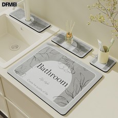 DFMEI 廚房檯面吸水墊子家用餐具廚具瀝水墊杯子碗盤乾燥餐墊免洗隔熱墊, 1個, 免洗瀝水墊-芳菲灰色