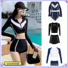 泳衣女學生保守長袖防曬衝浪服高腰三角潛水服韓版水母衣度假泳裝