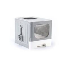 大号全封闭猫砂盆防外溅抽屉式猫厕所可折叠顶入式双门猫砂盆铲子, 1個, 457猫砂盆