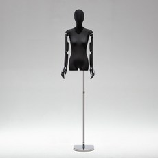 黑色扁身模特道具平胸韓版半身櫥窗陳列女裝服裝店模特展示架全身櫥窗模特兒 擺攤人檯模特兒 人形模特兒, 黑扁身/鏡面加厚半圓/黑色手/帶頭