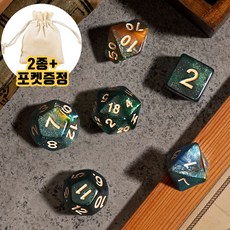 [1+1 아르카나 룬 주사위 14P] 고급 다면체 점성술 보드게임 TRPG 다이스, 플랜트 그린(2종), 1개