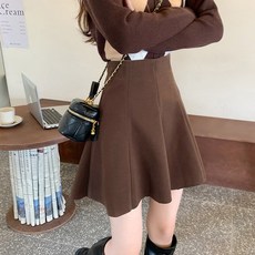 여성 모직 플리츠 미니 스커트 하이웨이스트 A라인 숏 치마 슬림소녀