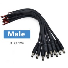 오디오잭 14AWG 2PIN 5.5x2.5mm 5.5X2.1mm 전원 플러그 DC 남성 여성 케이블 와, 14AWG Male, 10pcs, 1개