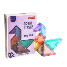 奇藝 QY TOYS 3D磁力七巧板 兒童早教益智拼裝玩具, 3D磁力七巧板 禮盒包裝, 1套, 10人