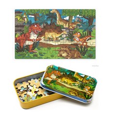 민화샵 틴케이스 퍼즐 동물(공룡친구들) 22.5x14cm, 1개