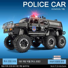 대형 경찰 SUV 장난감차 어린이 합금 미니카 소리불빛 오프로드카 장난감, 블랙, 1개