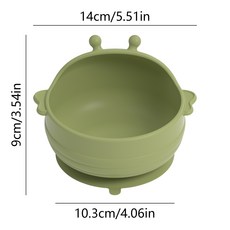 DIU 寶寶輔食碗嬰兒童自主進食品級訓練專用餐具防摔防燙碗硅膠吸盤碗, 1個, 輔食碗【橄欖綠】:如圖