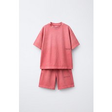 ZARA 자라 텍스트 티셔츠 & 버뮤다 세트 - 레드 3854732600 SCA692 TUW590