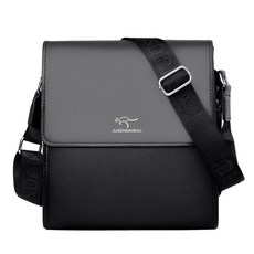Wendy 商務男包 真皮質感大容量單肩斜挎包 便攜公文包 側背包 紳士斜背包, 黑色豎款大號