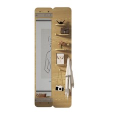 滑動穿衣鏡洞洞板全身鏡 多功能收納鏡 節省空間設計 簡約時尚穿衣鏡, 原木色