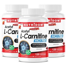 뉴트리돔 캐나다 아세틸 L-카르니틴 750mg 120식물성캡슐, 3개, 120정