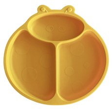 세이지스푼풀 실리콘 플레이트 어린이식판, 1개, Ladybug Yellow