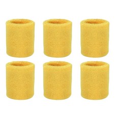 YELARXI 손목 밴드 스웨트밴드 스웨트 스포츠용 7.6x6.4cm(3x2.5인치) 및 6팩 핑크 핏 (테니스/농구/축구/달리기/운동/청소년용), 옐로우